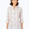 Women Foxcroft Tops | Zoey Crinkle Airy Plaid Shirt