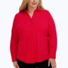 Women Foxcroft Tops | Mary Plus Solid Jersey Shirt