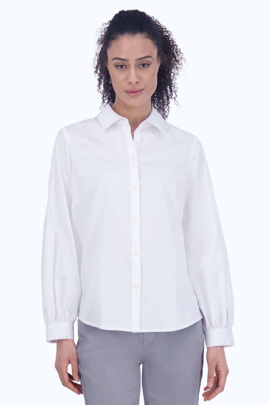 Women Foxcroft Tops | Audrey No Iron Solid Sateen Shirt