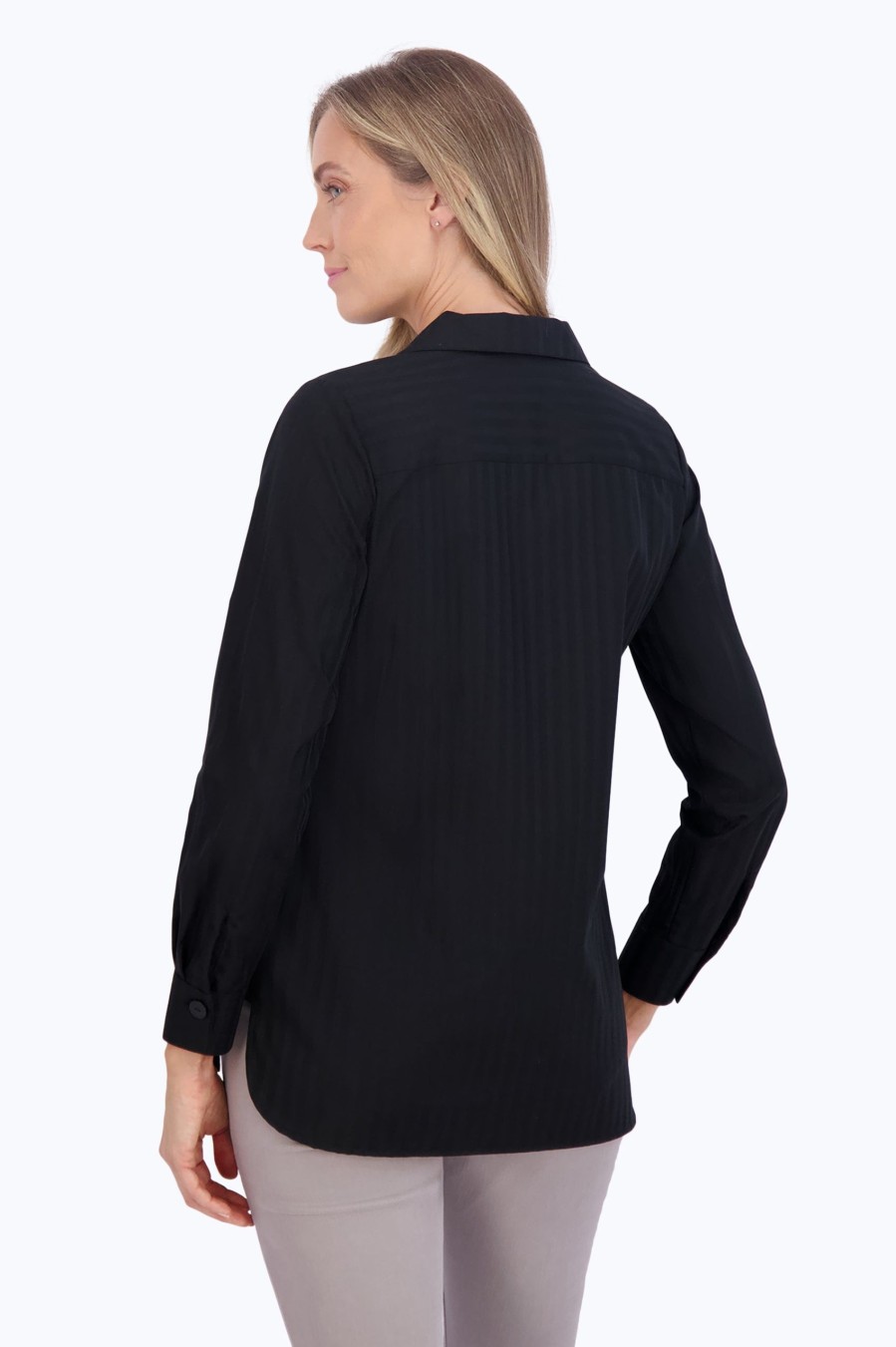 Women Foxcroft Tops | Pandora No Iron Dobby Stripe Tunic