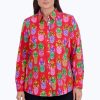 Women Foxcroft Tops | Zoey Plus No Iron Pineapple Shirt Red Multi Pineapple