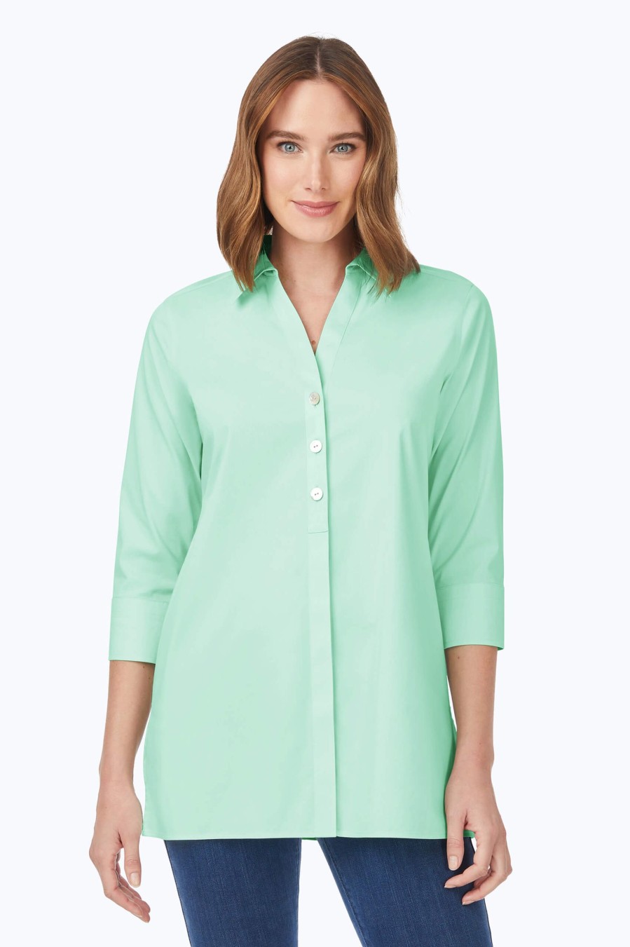 Women Foxcroft Tops | Pamela Stretch Non-Iron Tunic