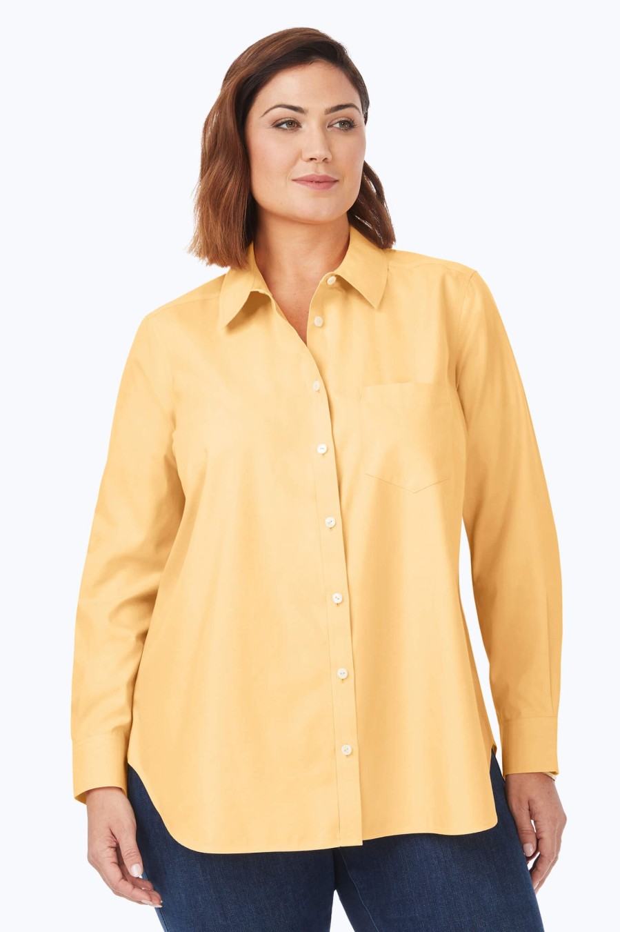 Women Foxcroft Tops | Boyfriend Plus Pinpoint Non-Iron Tunic