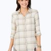 Women Foxcroft Tops | Charlie Frost Plaid Shirt Ivory Multi Frost Plaid