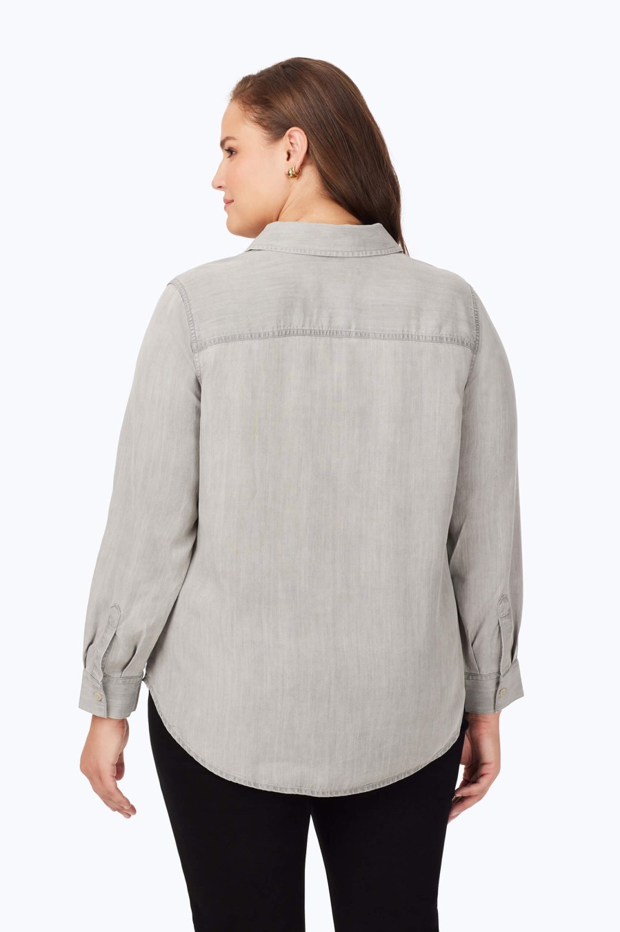 Women Foxcroft Tops | Haven Plus Grey Tencel® Shirt