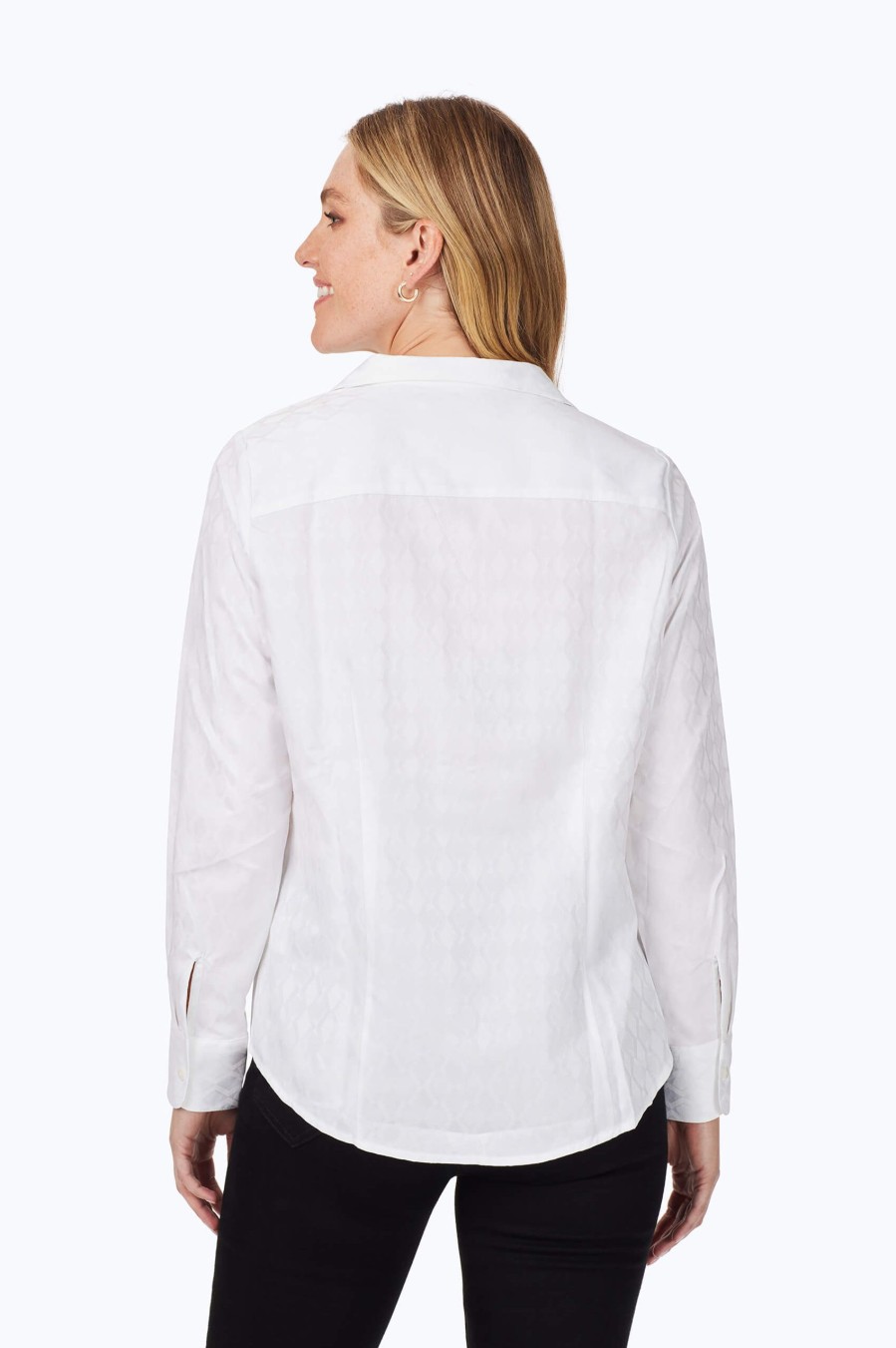 Women Foxcroft Tops | Monica Non-Iron Geo Jacquard Shirt