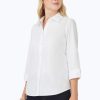 Women Foxcroft Tops | Gwen Pinpoint Non-Iron Scallop Shirt