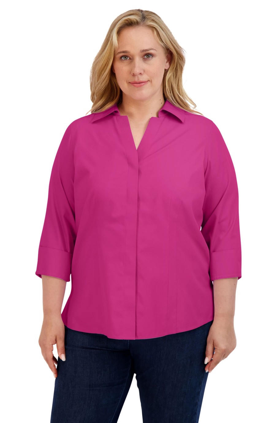 Women Foxcroft Tops | Taylor Plus Pinpoint Non-Iron Shirt