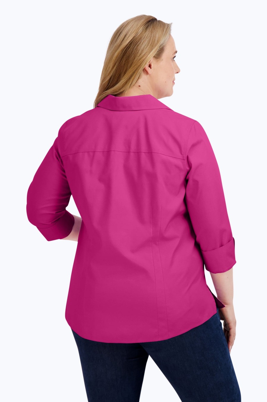 Women Foxcroft Tops | Taylor Plus Pinpoint Non-Iron Shirt