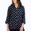 Women Foxcroft Tops | Pandora Non-Iron Coin Dot Tunic Black Coin Dot