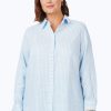 Women Foxcroft Tops | Jordan Plus Easy Care Summer Stripe Linen Shirt