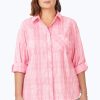 Women Foxcroft Tops | Cole Plus Beach Plaid Crinkle Shirt