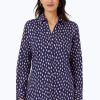 Women Foxcroft Tops | Faith Non-Iron Ikat Dot Tunic Navy Multi Ikat Dot