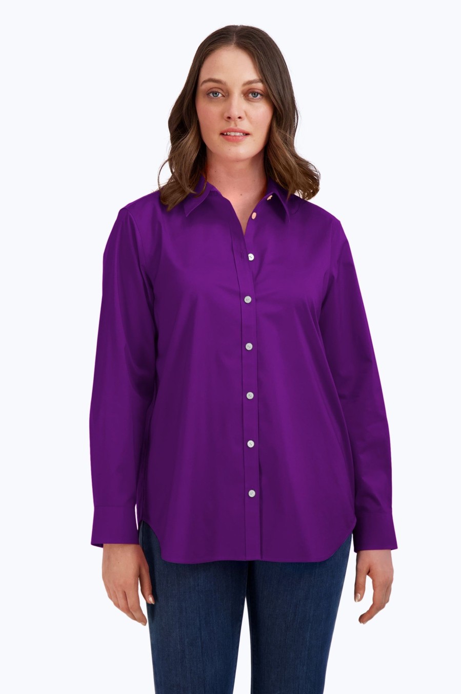 Women Foxcroft Tops | Boyfriend Stretch No Iron Tunic