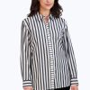 Women Foxcroft Tops | Boyfriend Non-Iron Railroad Stripe Shirt Black Railroad Stripe