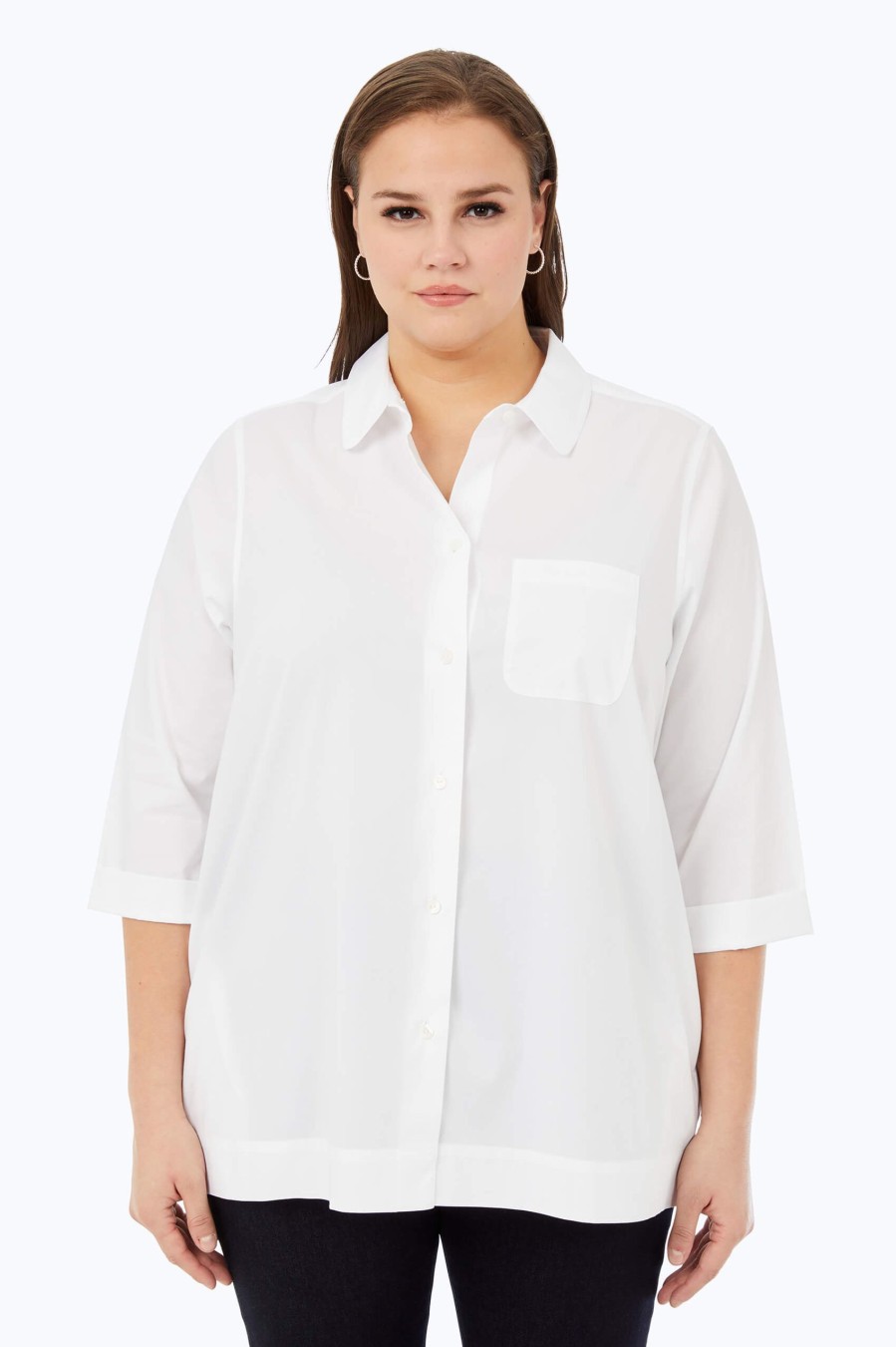 Women Foxcroft Tops | Anna Plus Stretch Non-Iron Tunic White