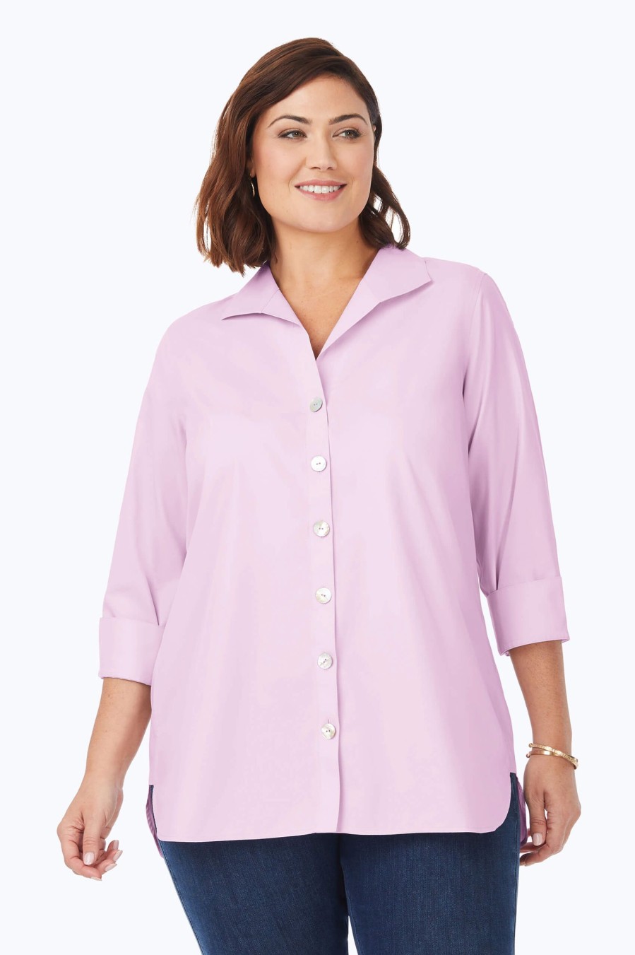 Women Foxcroft Tops | Pandora Plus Pinpoint Non-Iron Tunic