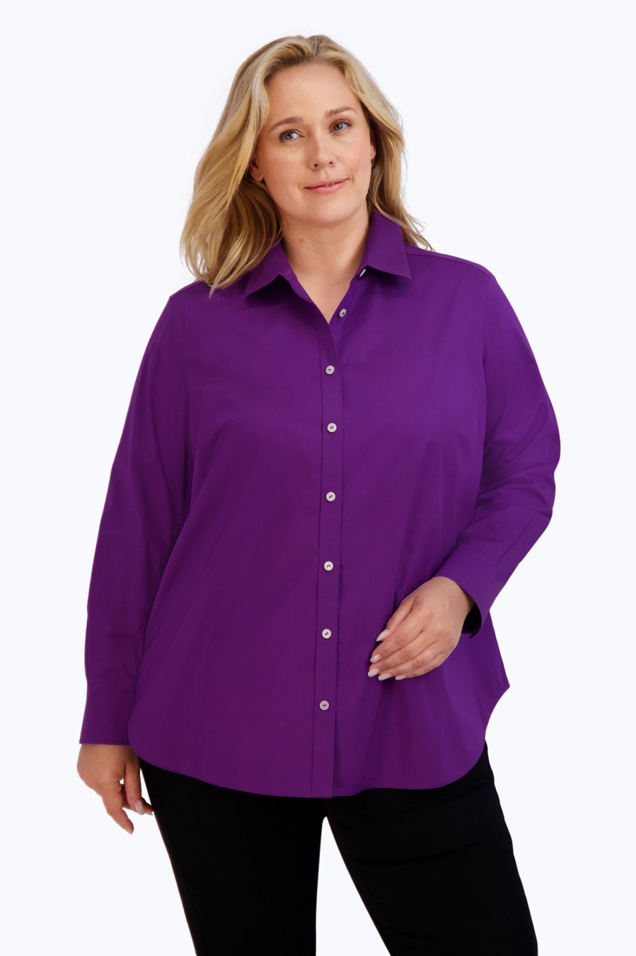 Women Foxcroft Tops | Boyfriend Plus Stretch No Iron Tunic