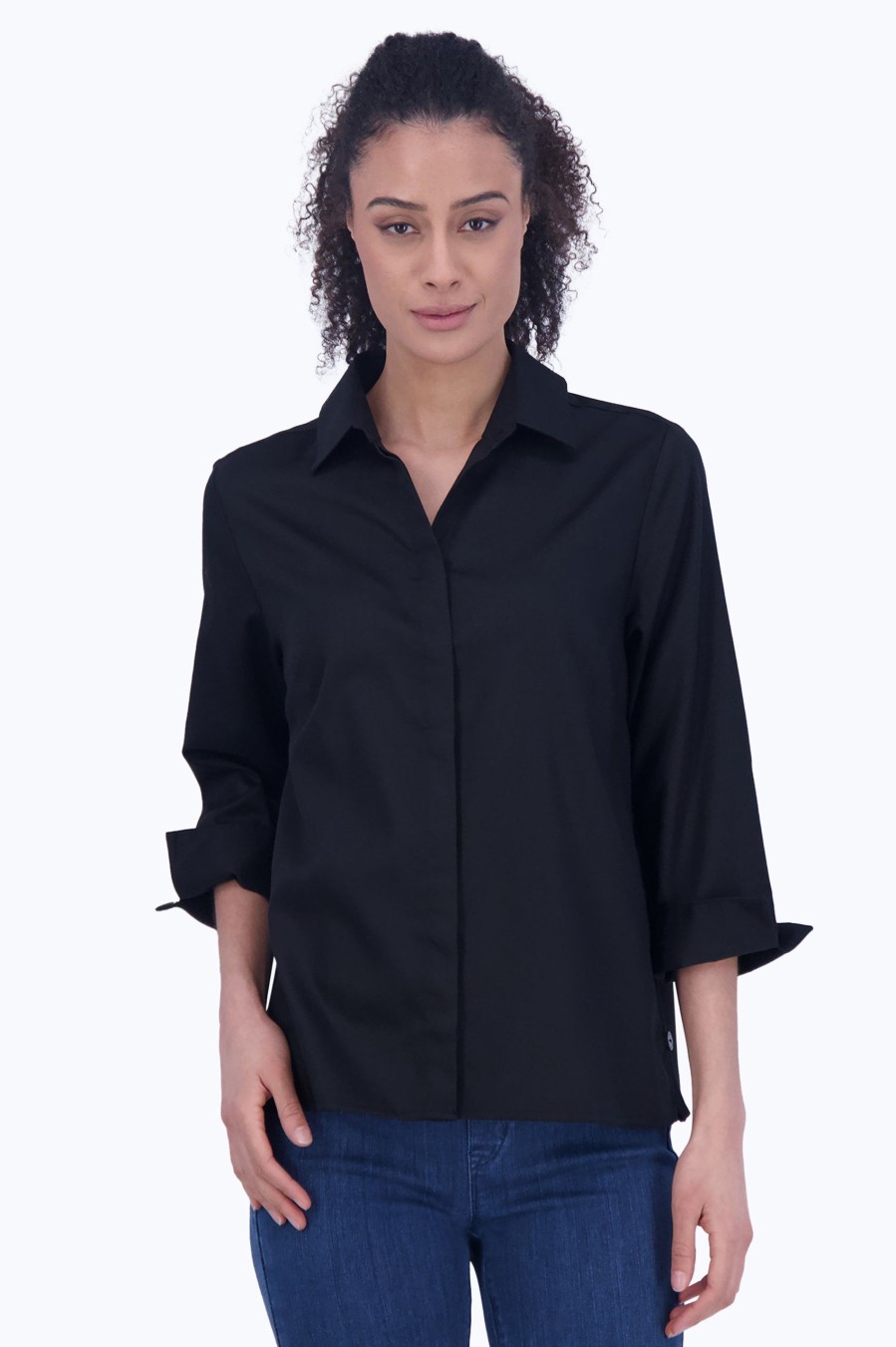 Women Foxcroft Tops | Beatrice No Iron Solid Sateen Shirt