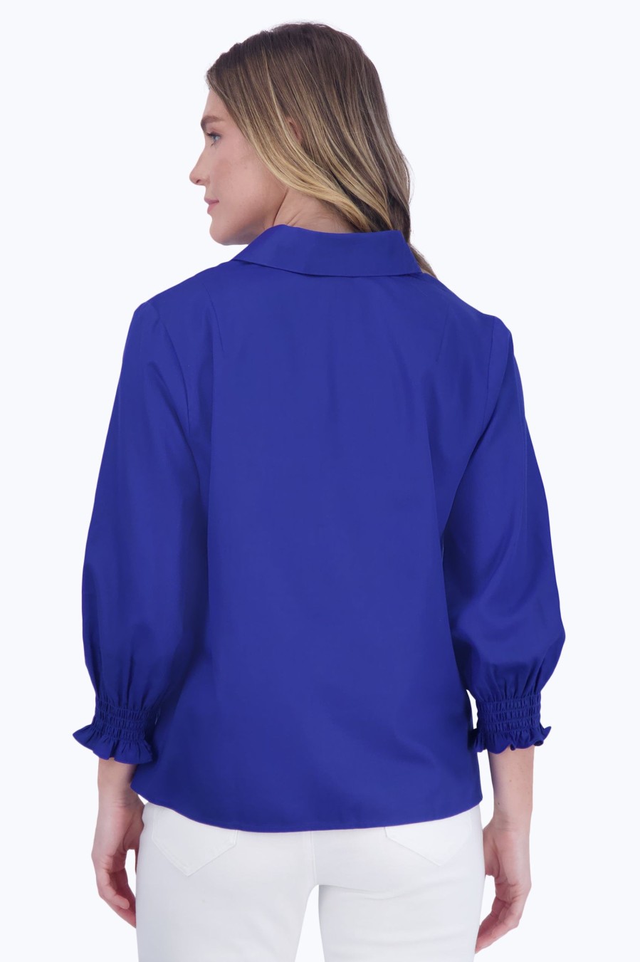 Women Foxcroft Tops | Alexis No Iron Solid Sateen Popover