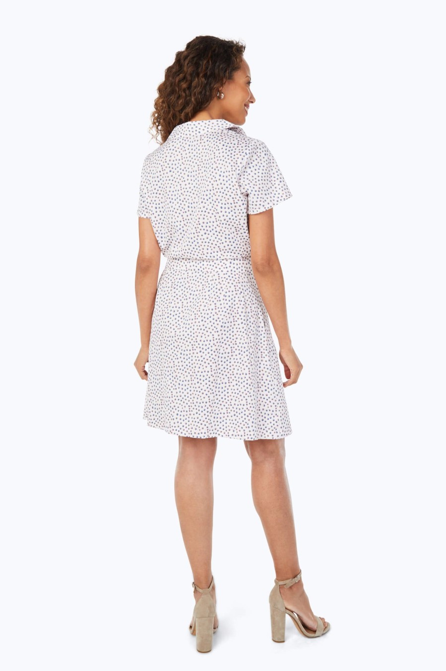 Women Foxcroft Dresses | Vienna Non-Iron Demure Dots Dress Soft Indigo Demure Dots