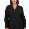 Women Foxcroft Tops | Pandora Plus Solid Crinkle Tunic