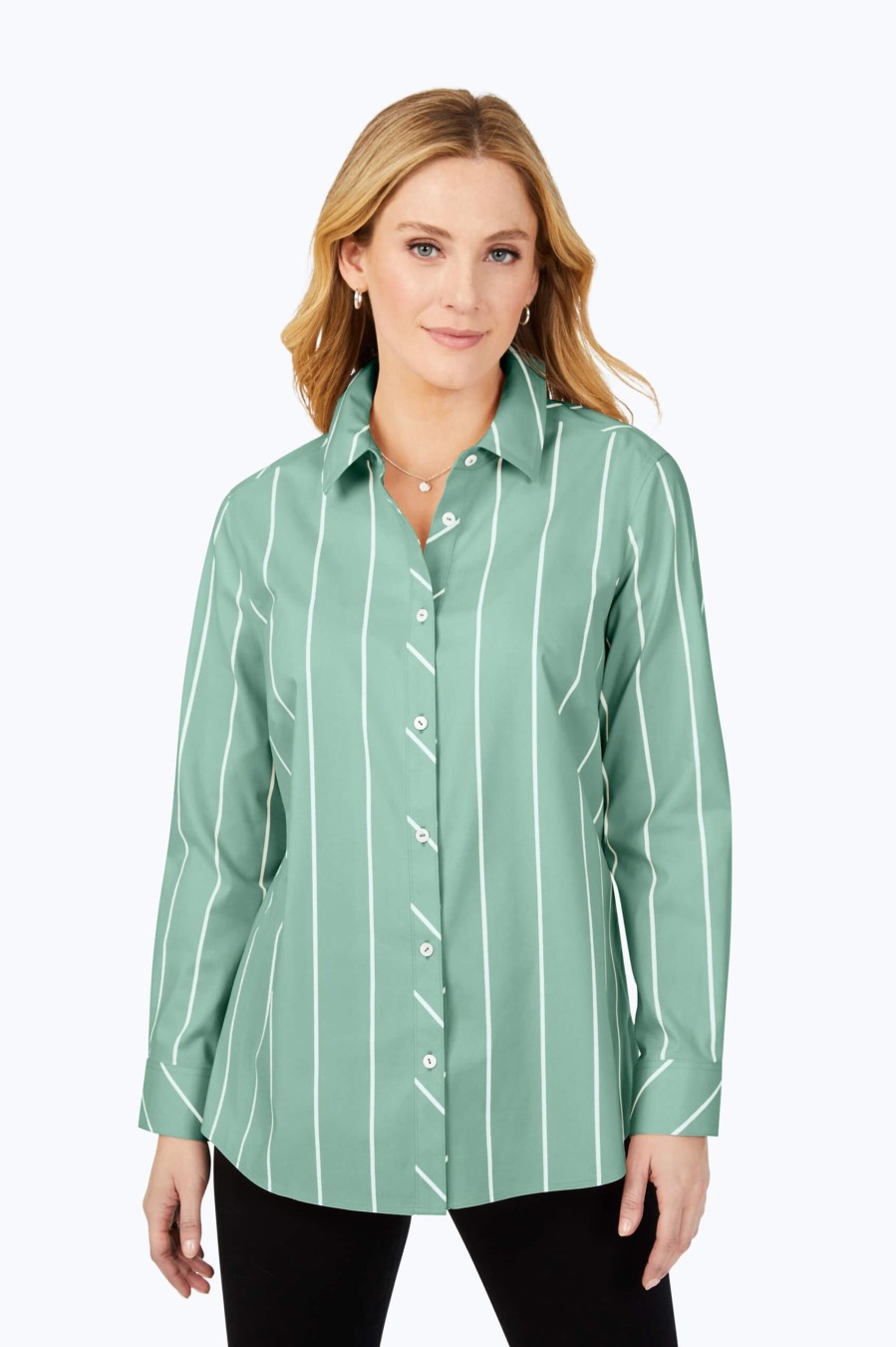 Women Foxcroft Tops | Ava Stretch Non-Iron Stripe Shirt