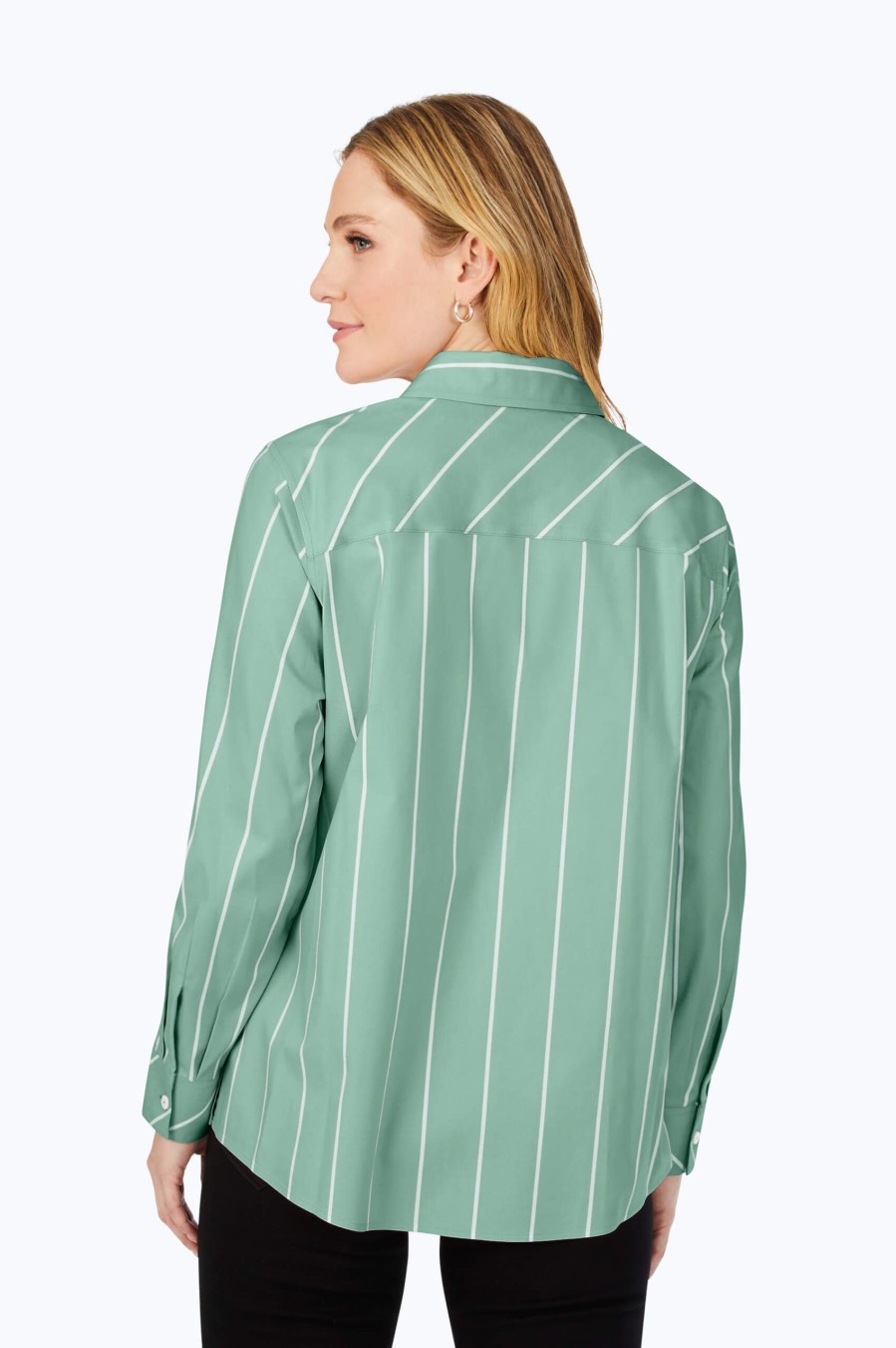 Women Foxcroft Tops | Ava Stretch Non-Iron Stripe Shirt