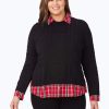 Women Foxcroft Sweaters | Plus Layered Combo Tartan Sweater