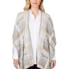 Women Foxcroft Sweaters | Multi Plaid Ruana Ivory Multi Plaid Knit