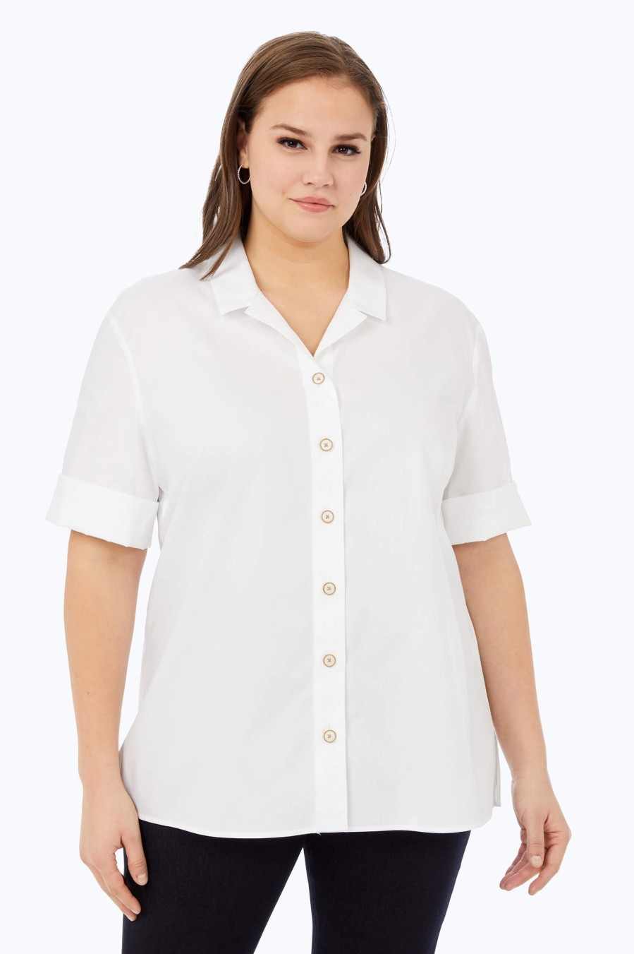 Women Foxcroft Tops | Percy Plus Non-Iron Shirt White