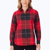 Women Foxcroft Tops | Rhea Non-Iron Exploded Plaid Shirt Black/Red Exploded Plaid