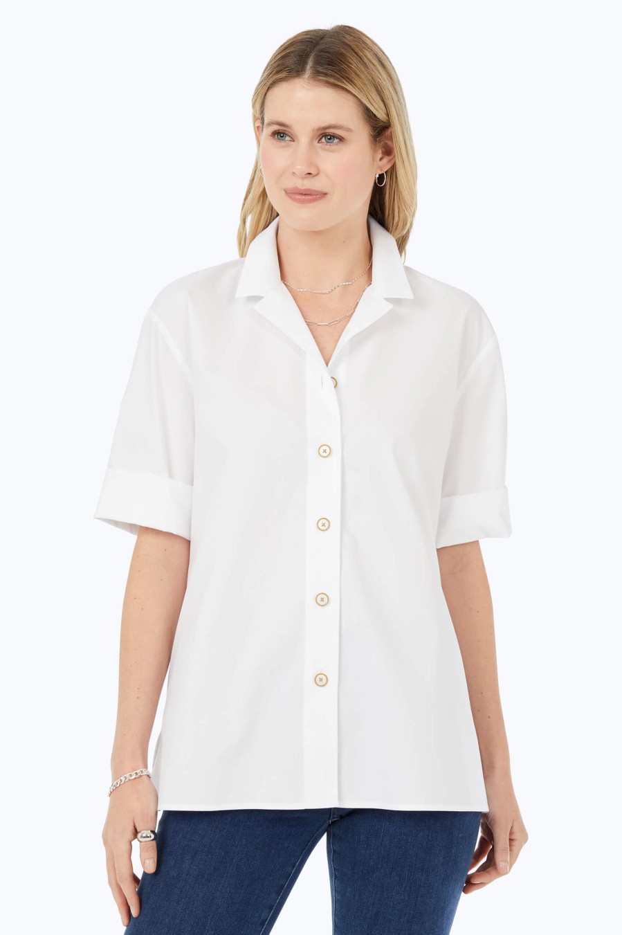 Women Foxcroft Tops | Percy Non-Iron Shirt White