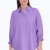 Women Foxcroft Tops | Olivia Plus Easy Care Solid Linen Shirt