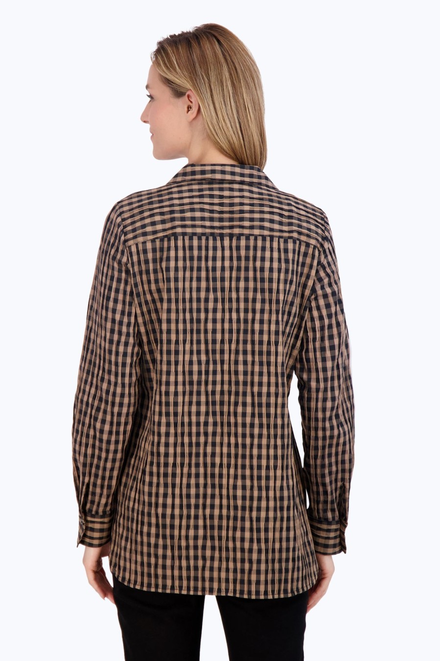 Women Foxcroft Tops | Pandora Crinkle Gingham Combo Tunic