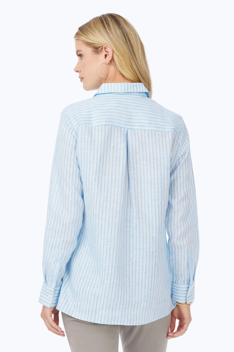 Women Foxcroft Tops | Jordan Easy Care Summer Stripe Linen Shirt