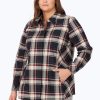 Women Foxcroft Tops | Cici Plus Non-Iron Toasted Tartan Tunic Black Toasted Tartan