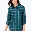 Women Foxcroft Tops | Zoey Non-Iron Blackwatch Plaid Shirt Navy Multi Blackwatch Plaid