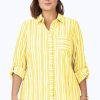 Women Foxcroft Tops | Hampton Plus Beach Stripe Crinkle Shirt