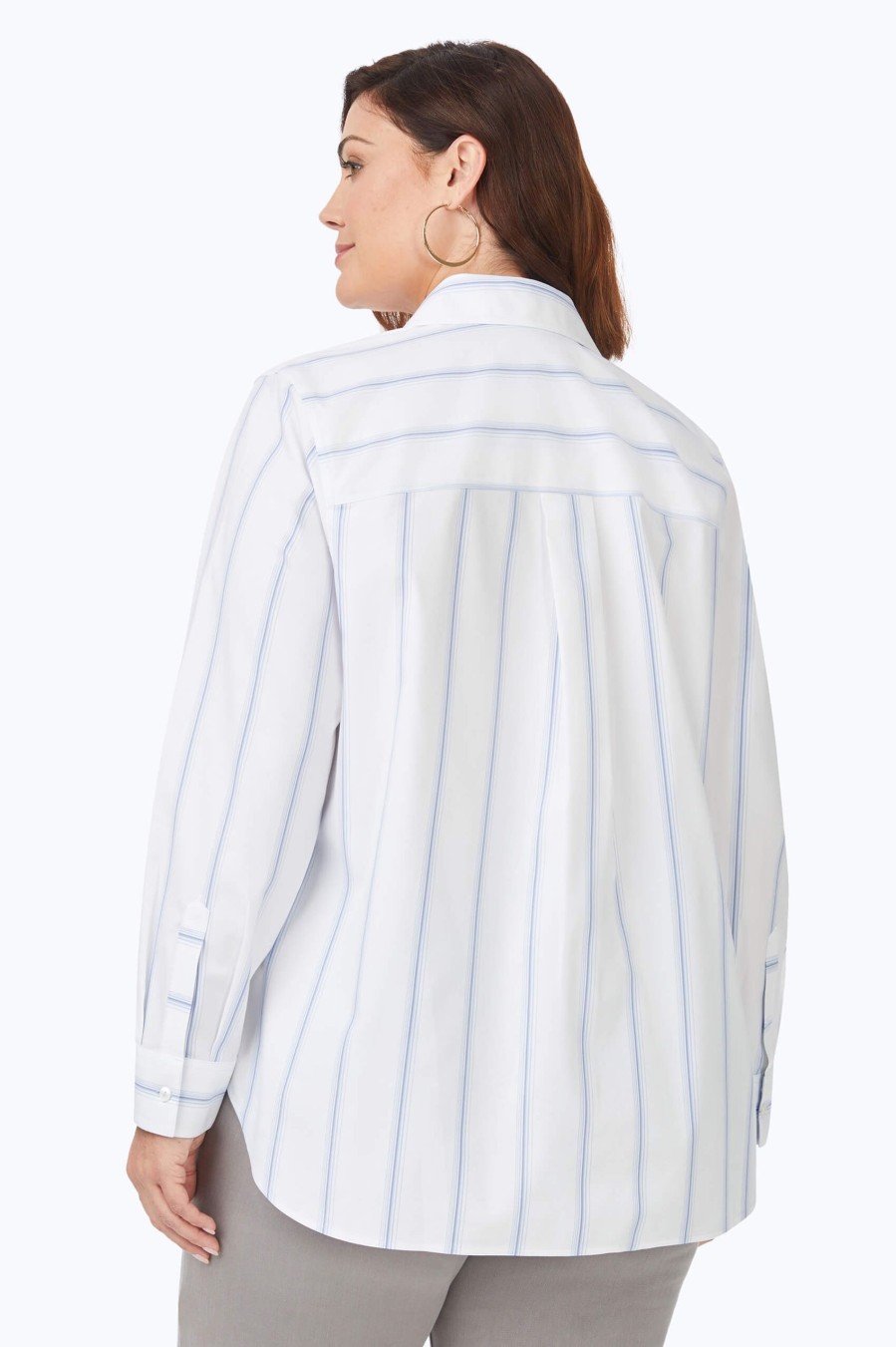 Women Foxcroft Tops | Boyfriend Plus Non-Iron Soho Stripe Tunic