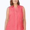 Women Foxcroft Tops | Taylor Plus Essential Stretch Non-Iron Sleeveless Shirt