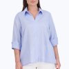 Women Foxcroft Tops | Agnes Plus Easy Care Solid Linen Popover Shirt