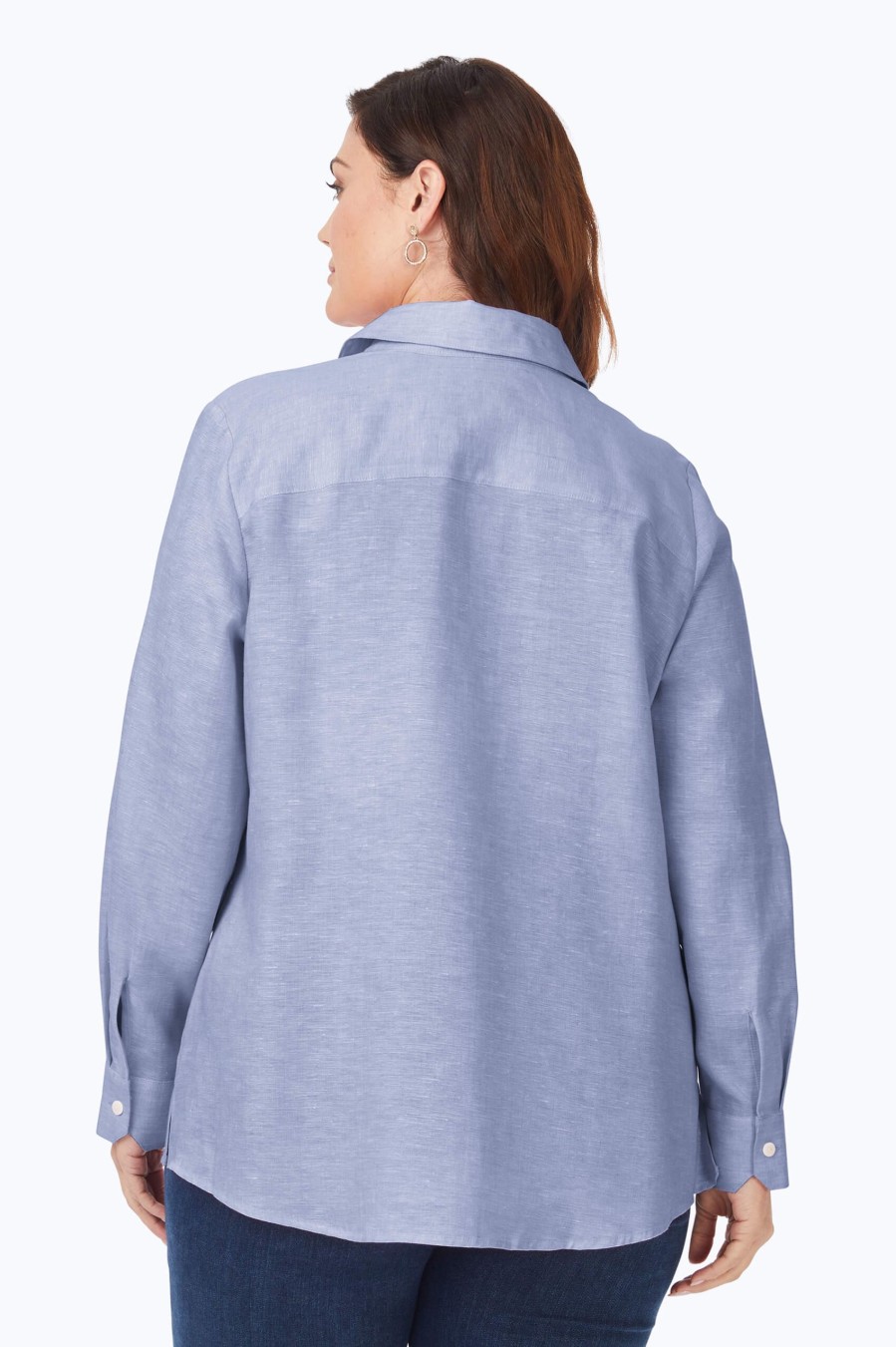 Women Foxcroft Tops | Journey Plus Easy Care Linen Shirt