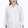 Women Foxcroft Tops | Aimee No Iron Solid Sateen Zip Front Shirt