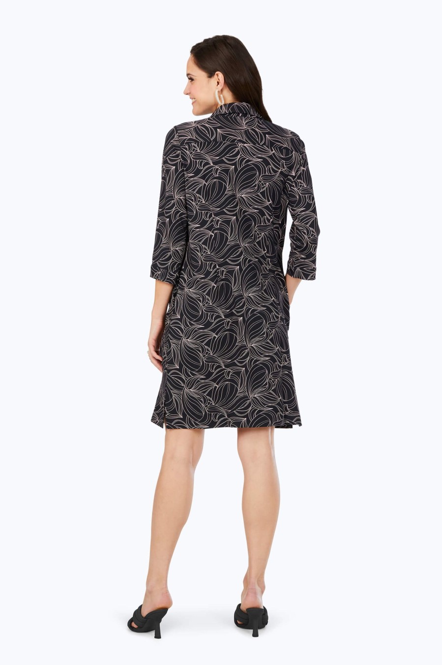 Women Foxcroft Dresses | Angel Swirling Slopes Jersey Dress Black Swirling Slopes