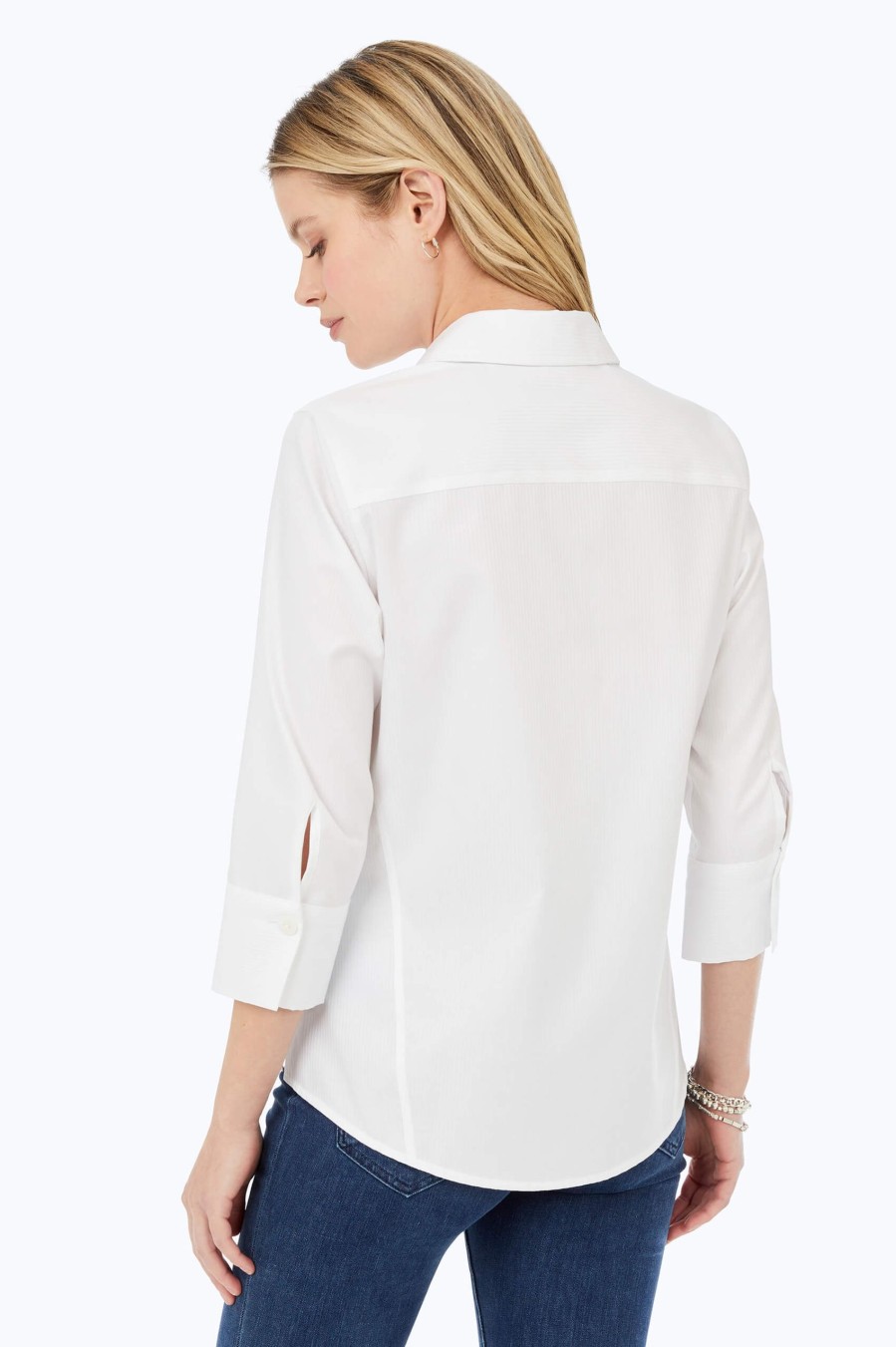 Women Foxcroft Tops | Paityn Non-Iron Dobby Stripe Shirt