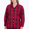 Women Foxcroft Tops | Pandora Plus No Iron Buffalo Plaid Tunic Red/Black Buffalo Plaid