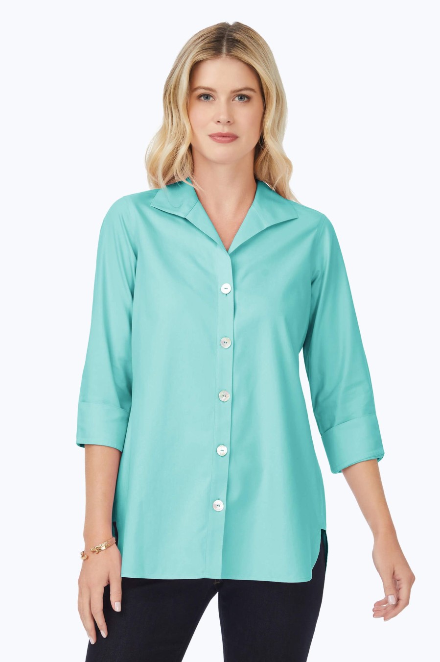 Women Foxcroft Tops | Pandora Pinpoint Non-Iron Tunic