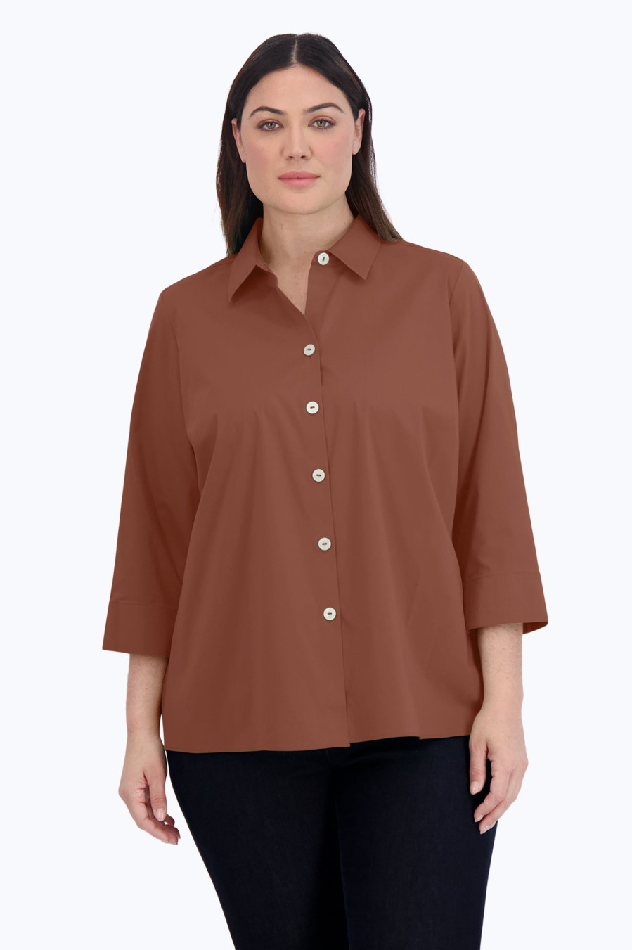 Women Foxcroft Tops | Kelly Plus Stretch No Iron Shirt