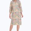 Women Foxcroft Dresses | Sophia No Iron Watercolor Tile Dress Multi Watercolor Tile